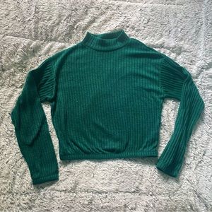 Green mock neck top